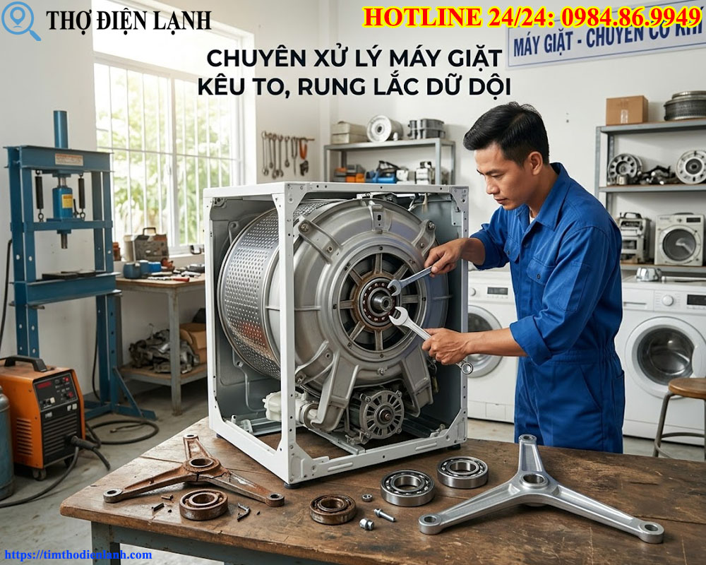 địa chỉ xử lý máy giặt kêu to, rung lắc dữ dội tại Hà Nội