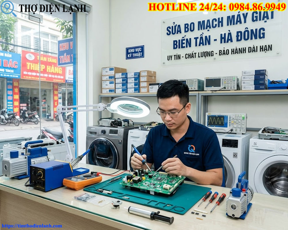 đơn vị sửa bo mạch máy giặt biến tần tại Hà Đông