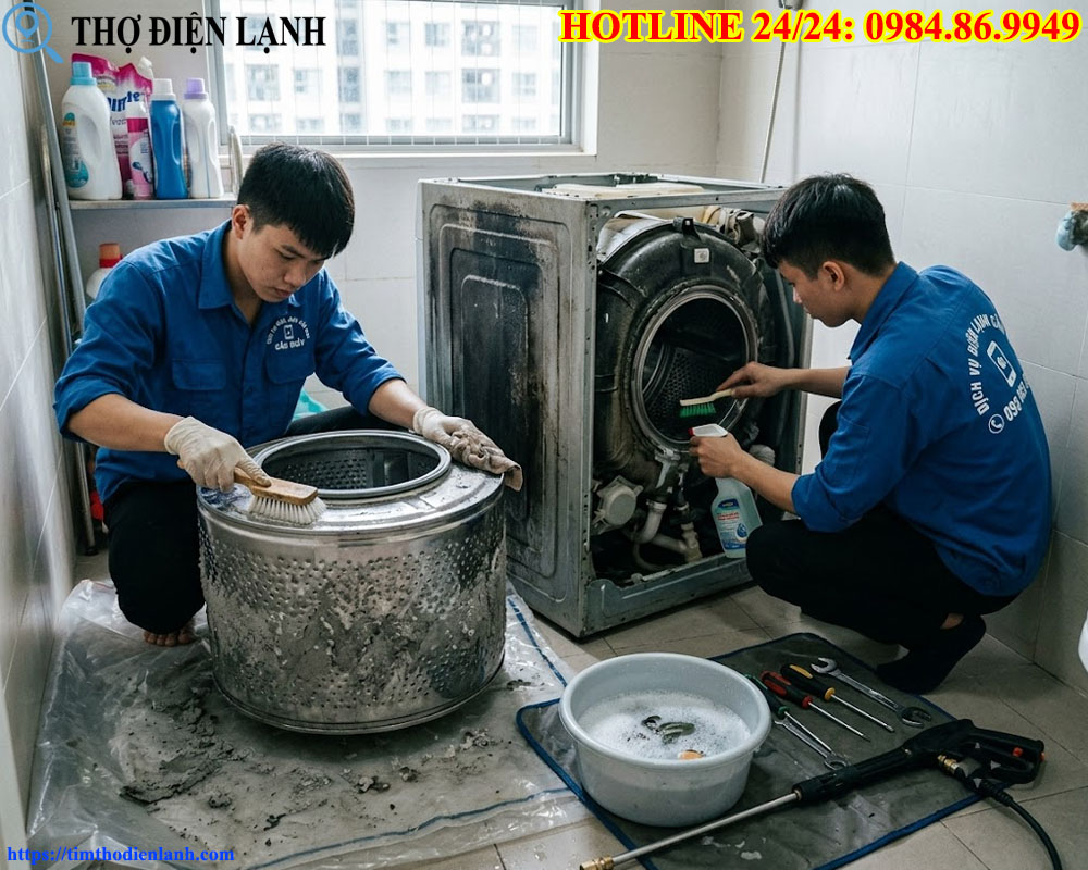 đơn vị tháo lồng vệ sinh máy giặt tại Cầu Giấy