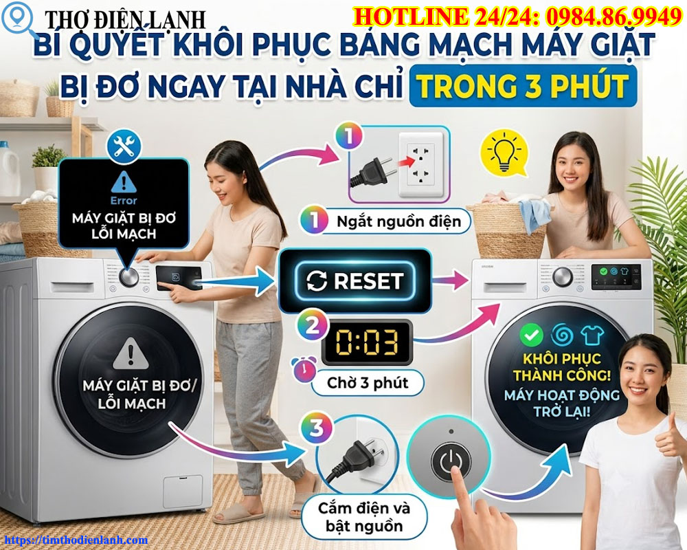 khôi phục bảng mạch điện tử máy giặt bị đơ