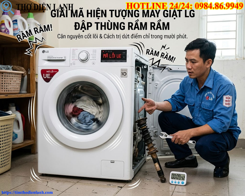 máy giặt LG đập thùng rầm rầm