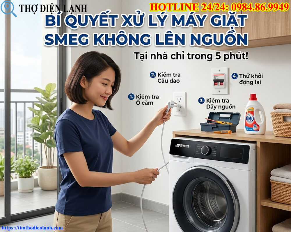 máy giặt Smeg không lên nguồn
