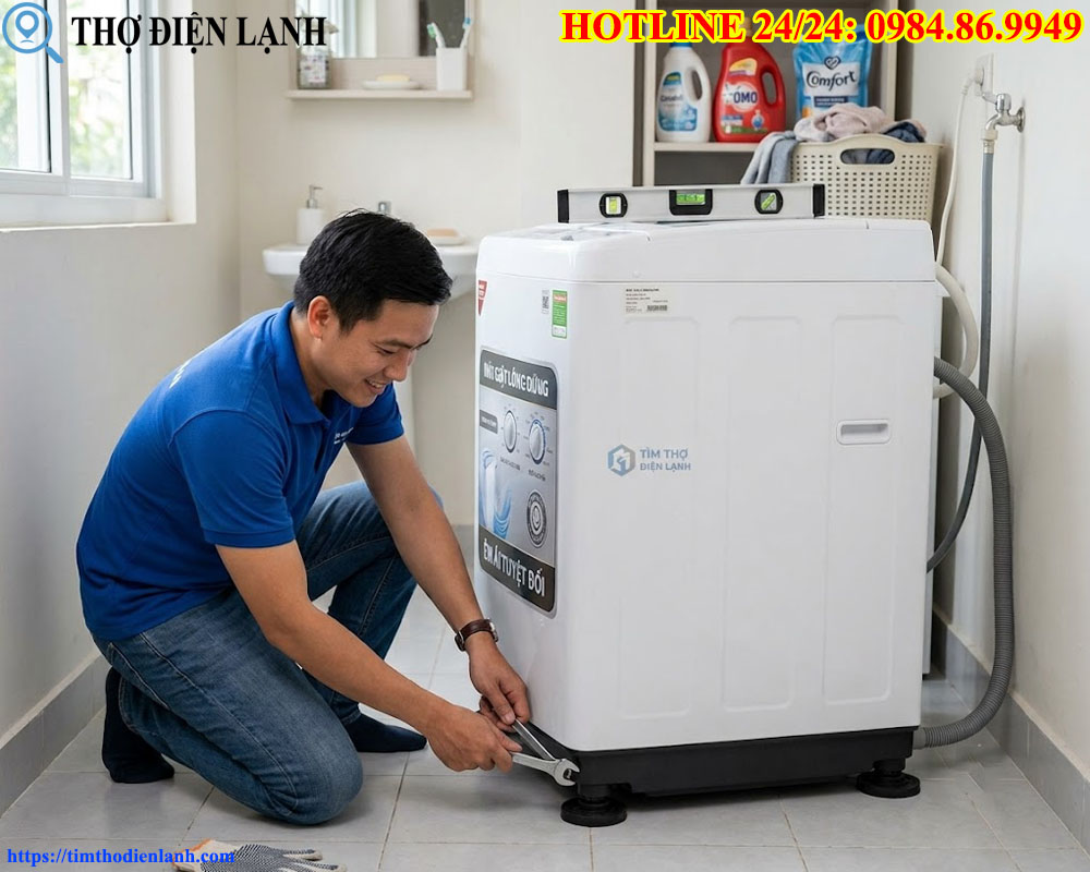 tự kê và cân bằng máy giặt