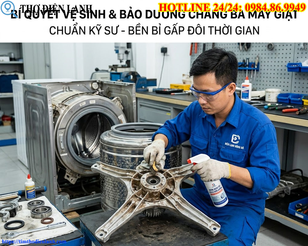 vệ sinh và bảo dưỡng chảng ba máy giặt