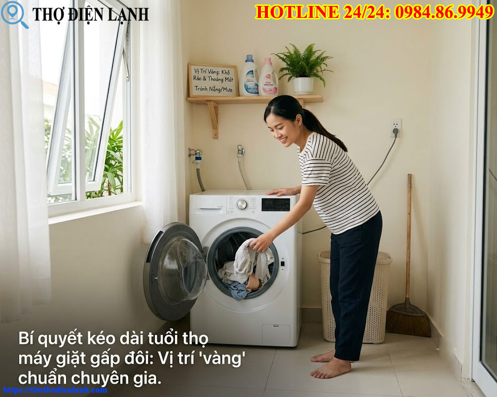 vị trí đặt máy giặt chuẩn chuyên gia