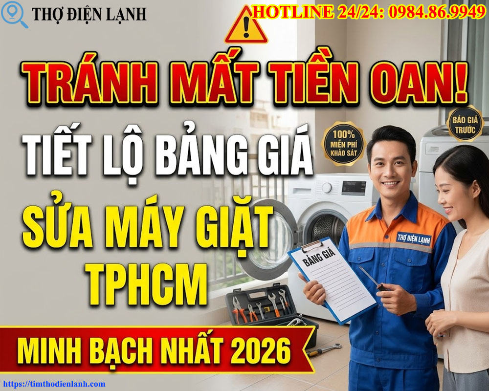 Bảng Giá Sửa Máy Giặt TPHCM Minh Bạch Nhất 2026