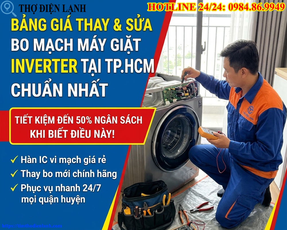 Bảng giá thay bo mạch máy giặt Inverter tại TP.HCM