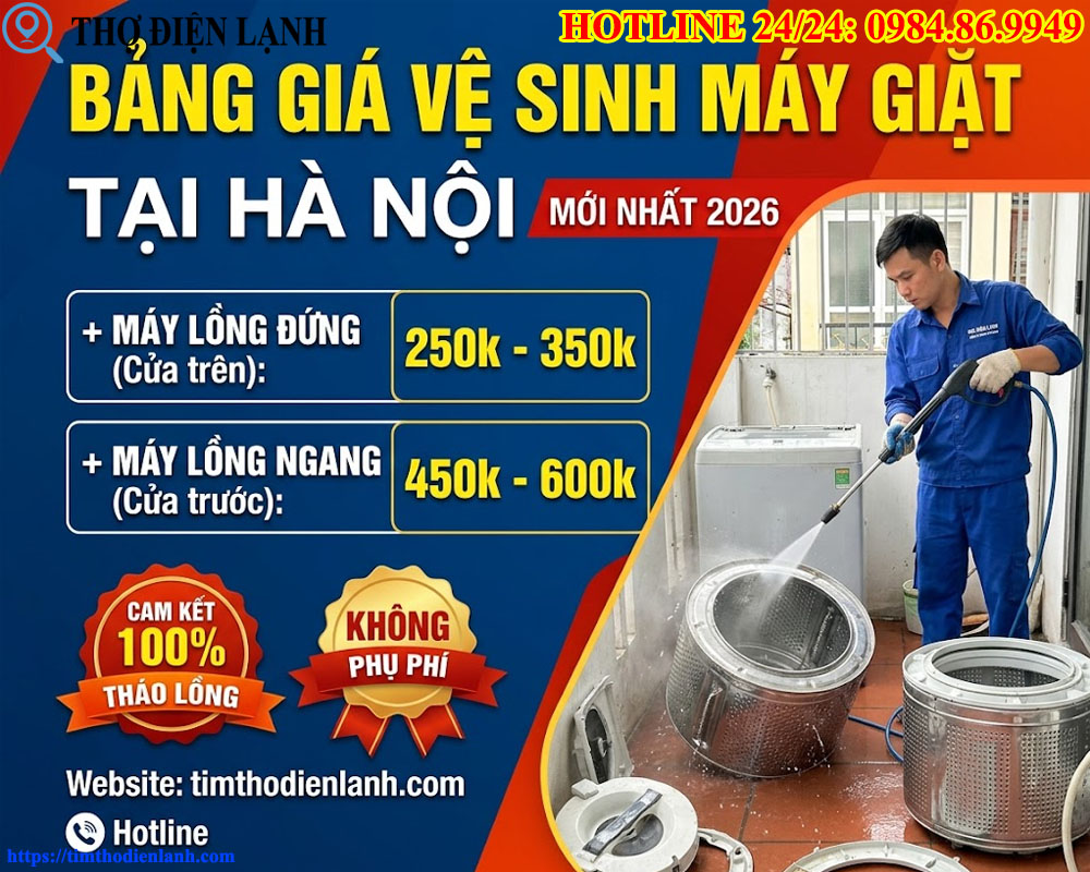 Bảng giá vệ sinh máy giặt tại Hà Nội
