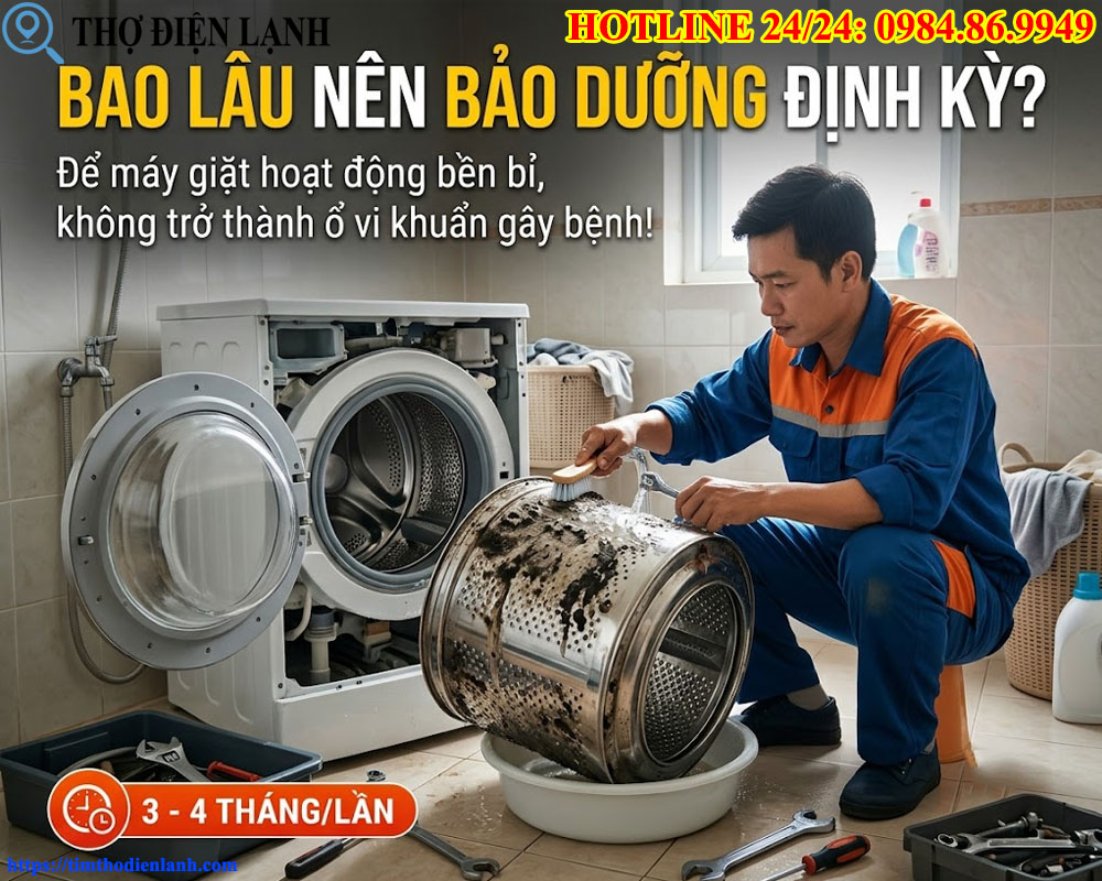 Bao lâu nên bảo dưỡng định kỳ máy giặt