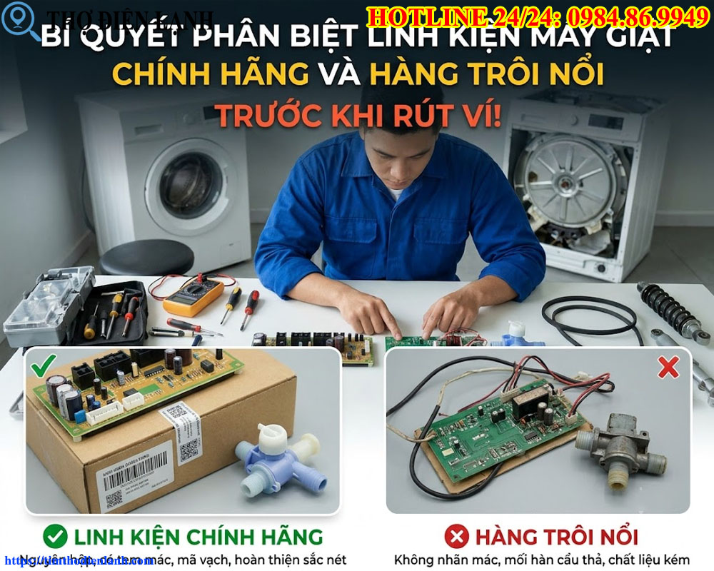 Bí Quyết Phân Biệt Linh Kiện Máy Giặt Chính Hãng Và Hàng Trôi Nổi Trước Khi Rút Ví