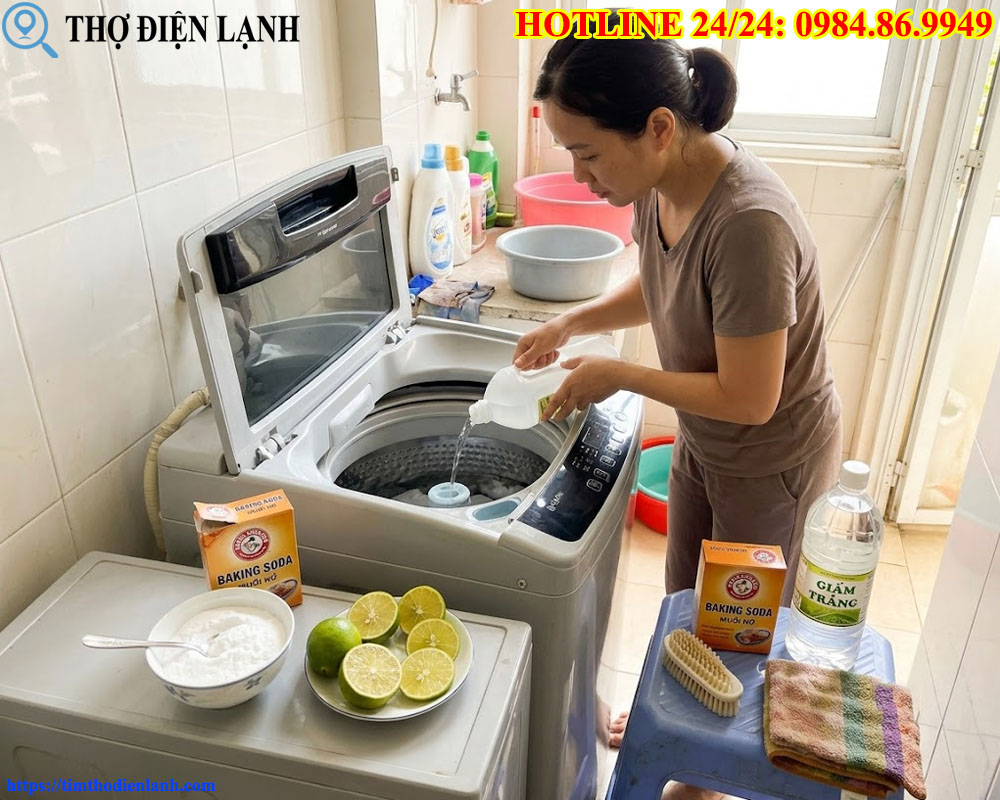 Cách tự vệ sinh lồng giặt đứng bằng nguyên liệu tự nhiên