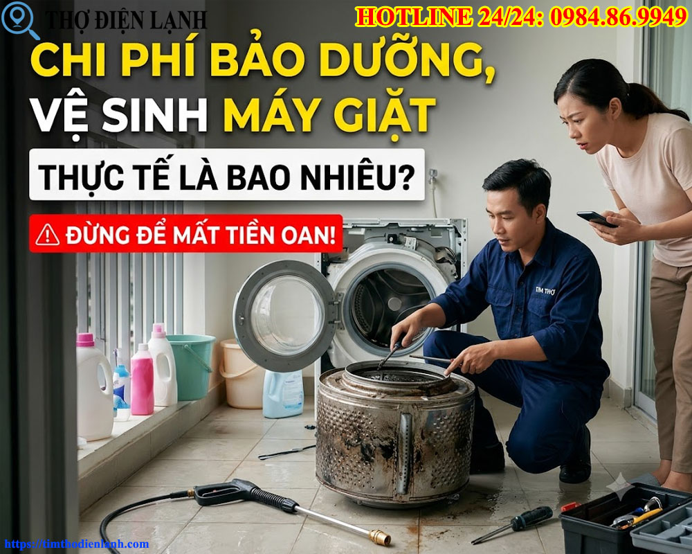 Chi phí bảo dưỡng, vệ sinh máy giặt thực tế