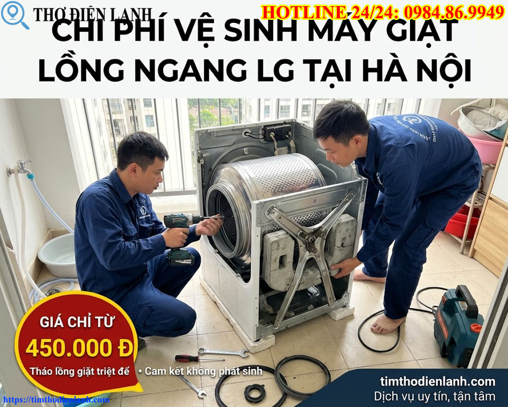 Chi phí vệ sinh máy giặt lồng ngang LG tại Hà Nội