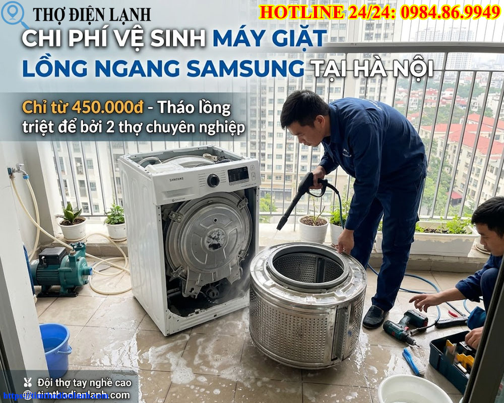 Chi phí vệ sinh máy giặt lồng ngang Samsung tại Hà Nội
