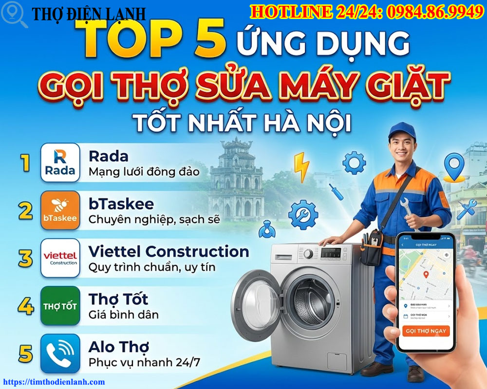 Đánh Giá 5 Ứng Dụng Gọi Thợ Sửa Máy Giặt Tốt Nhất