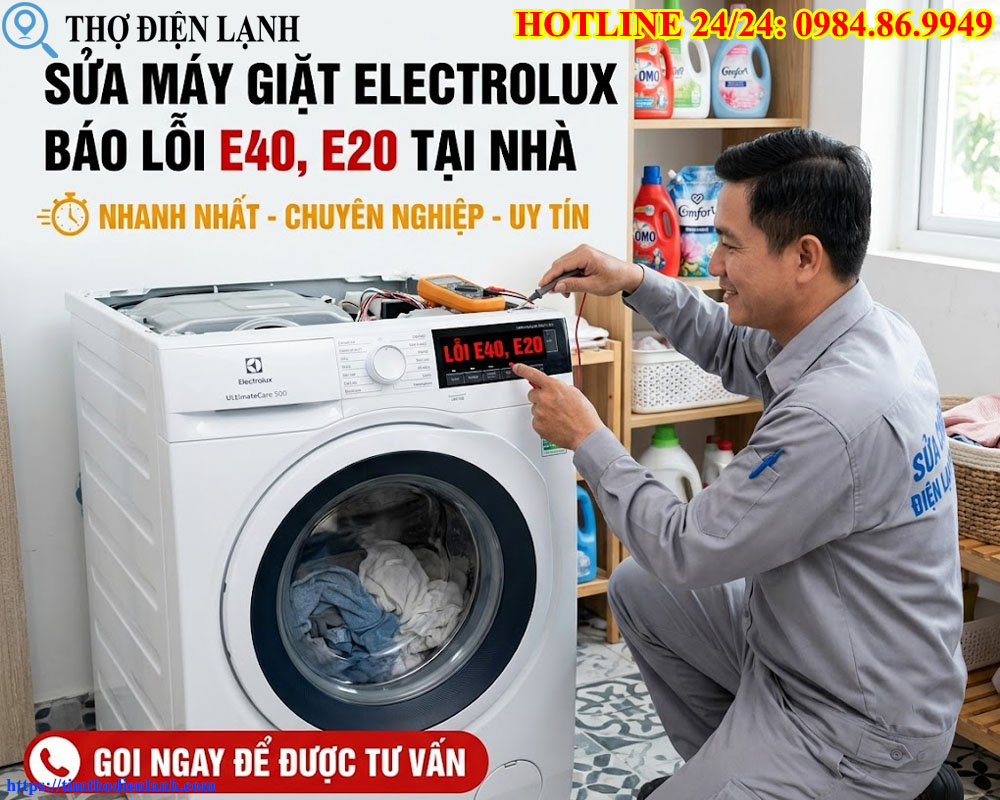 Địa Chỉ Sửa Máy Giặt Electrolux Báo Lỗi E40, E20 Tại Nhà