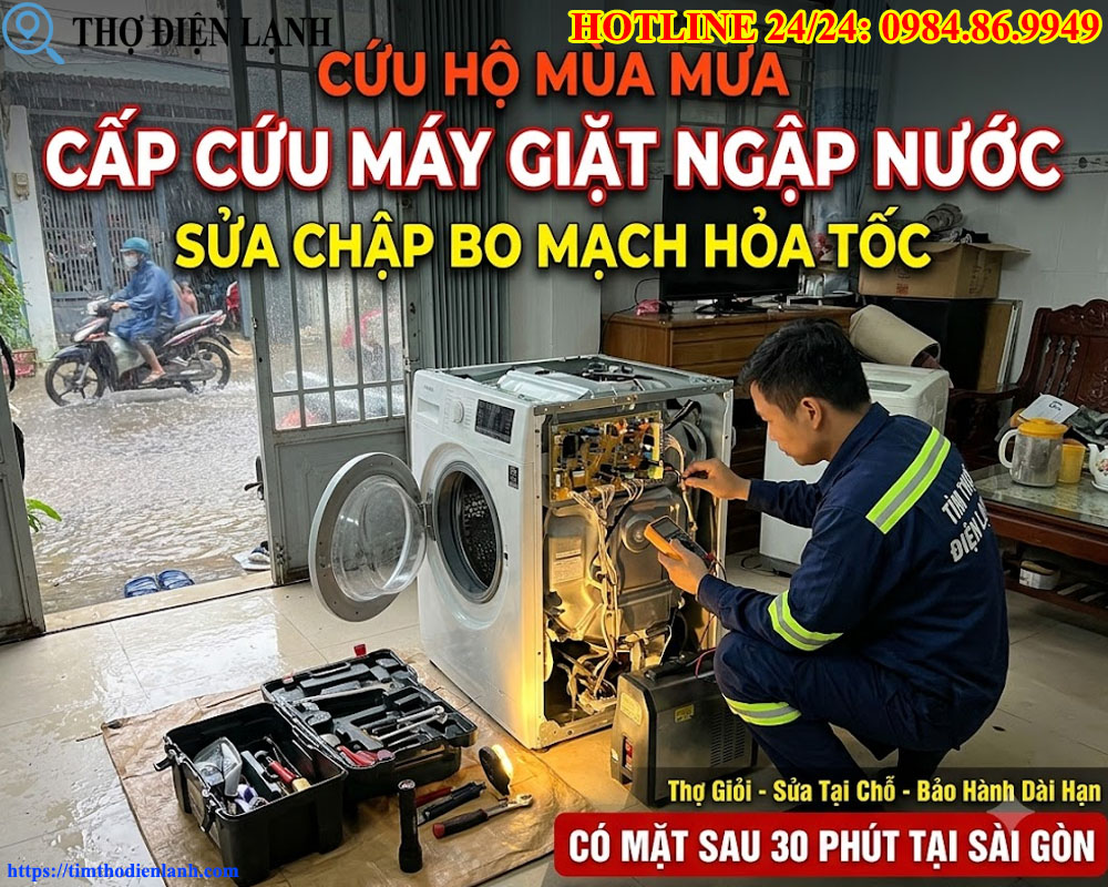 Dịch vụ cấp cứu máy giặt bị ngập nước, chập bo mạch hỏa tốc tại Sài Gòn