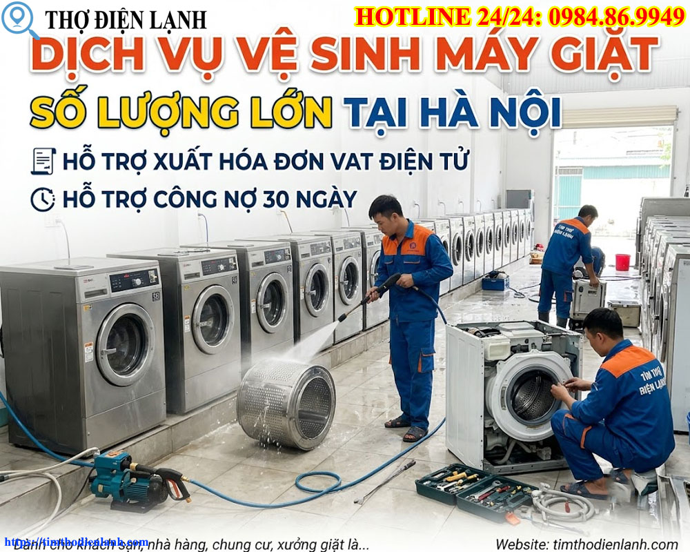 Dịch vụ vệ sinh máy giặt số lượng lớn tại Hà Nội