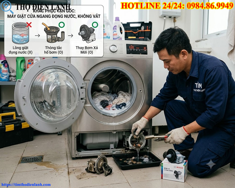 Khắc Phục Tận Gốc Máy Giặt Cửa Ngang Đọng Nước, Không Vắt