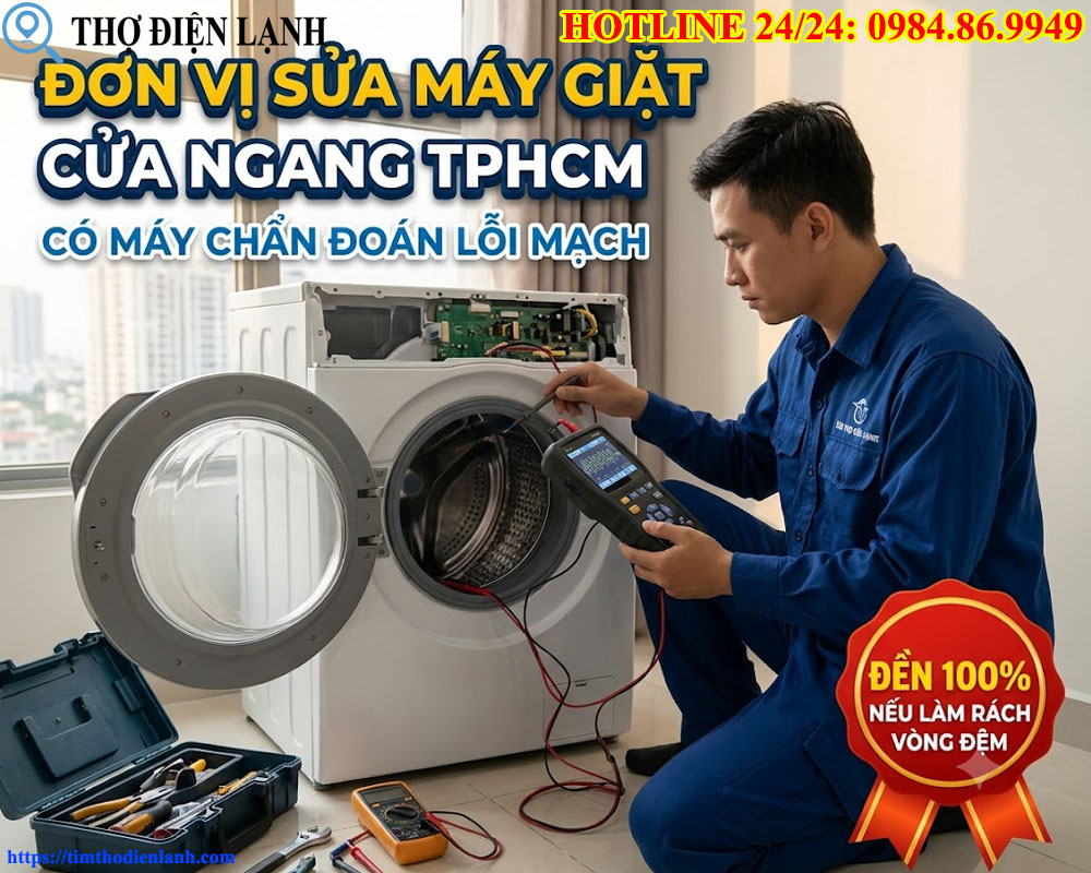 Khám Phá 5 Đơn Vị Sửa Máy Giặt Cửa Ngang TPHCM Có Máy Chẩn Đoán Lỗi Mạch