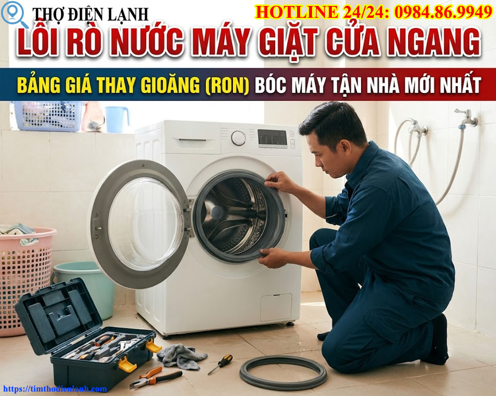 Lỗi Rò Nước Máy Giặt Cửa Ngang Bảng Giá Thay Gioăng (Ron) Bóc Máy Tận Nhà Mới Nhất