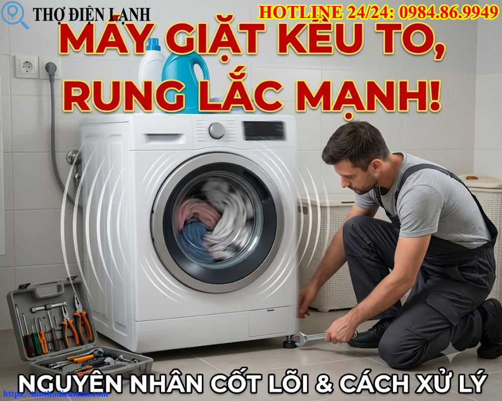 Máy giặt kêu to rung lắc mạnh
