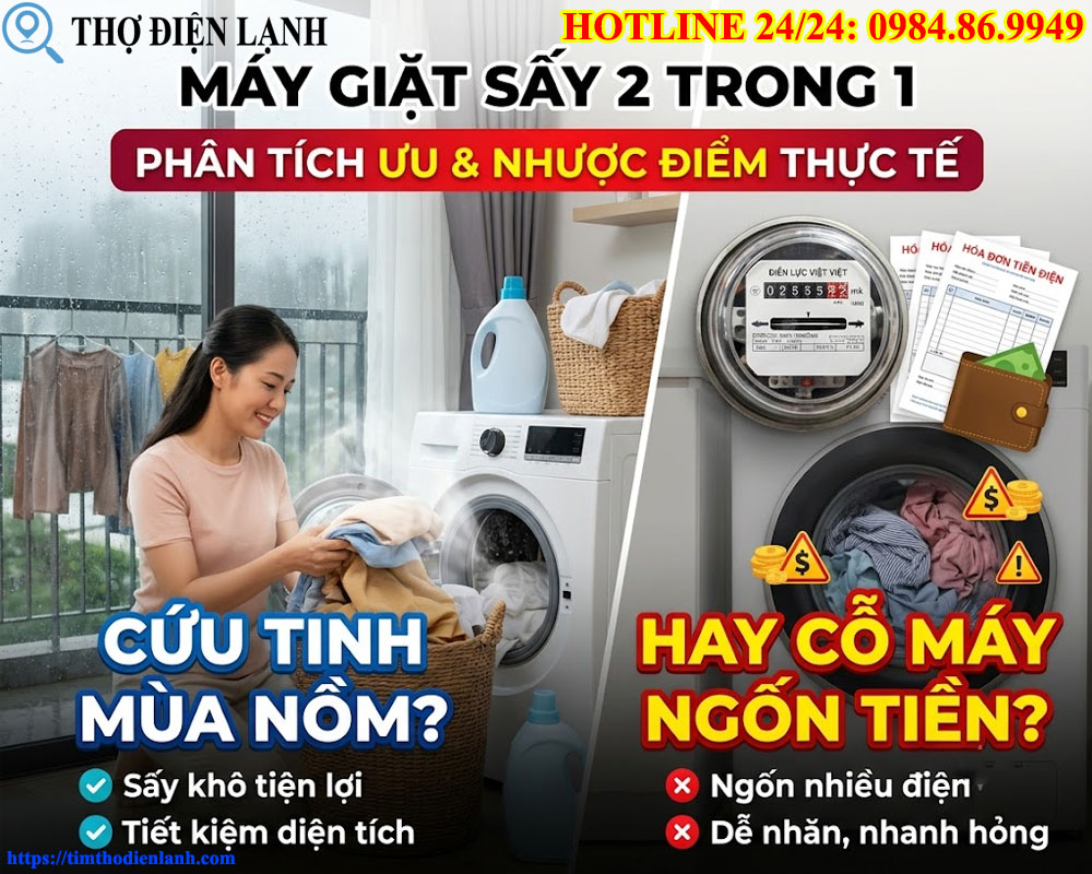Máy giặt sấy 2 trong 1 Phân tích ưu nhược điểm