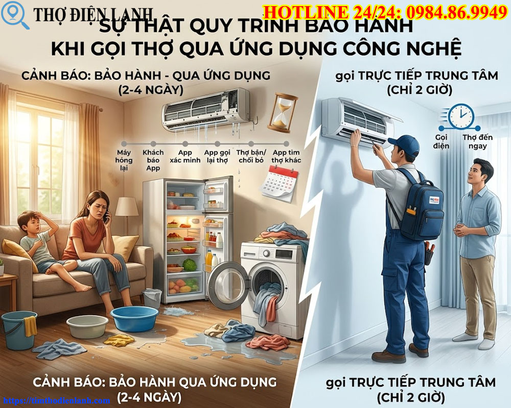 Sự thật Quy trình bảo hành khi gọi thợ sửa điện lạnh qua ứng dụng công nghệ