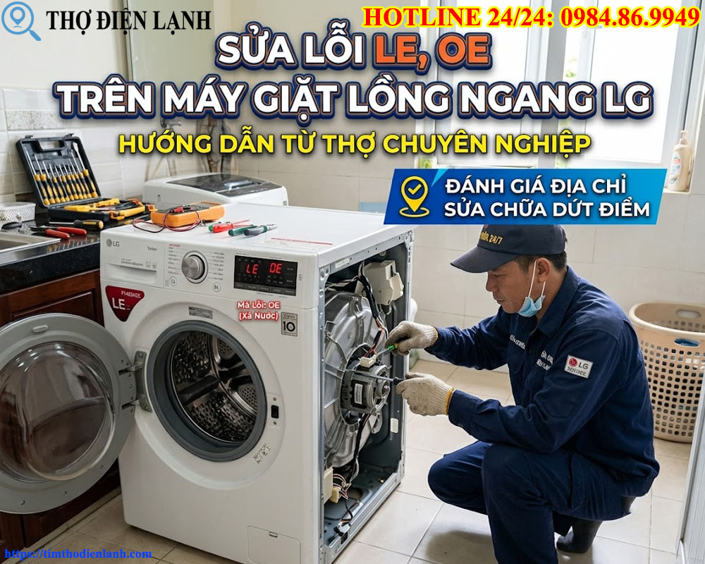 Sửa lỗi LE, OE trên máy giặt lồng ngang LG