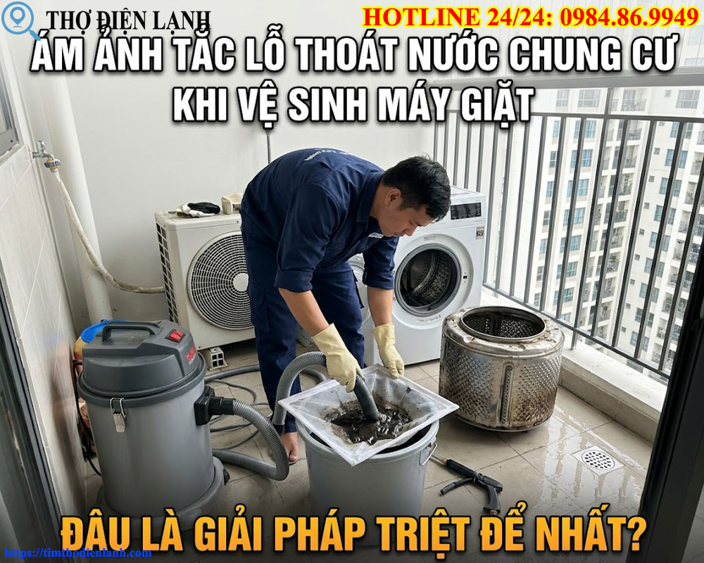 Tắc Lỗ Thoát Nước Chung Cư Khi Vệ Sinh Máy Giặt