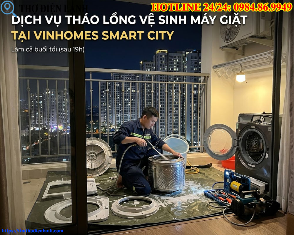 Tháo Lồng Vệ Sinh Máy Giặt Tại Vinhomes Smart City