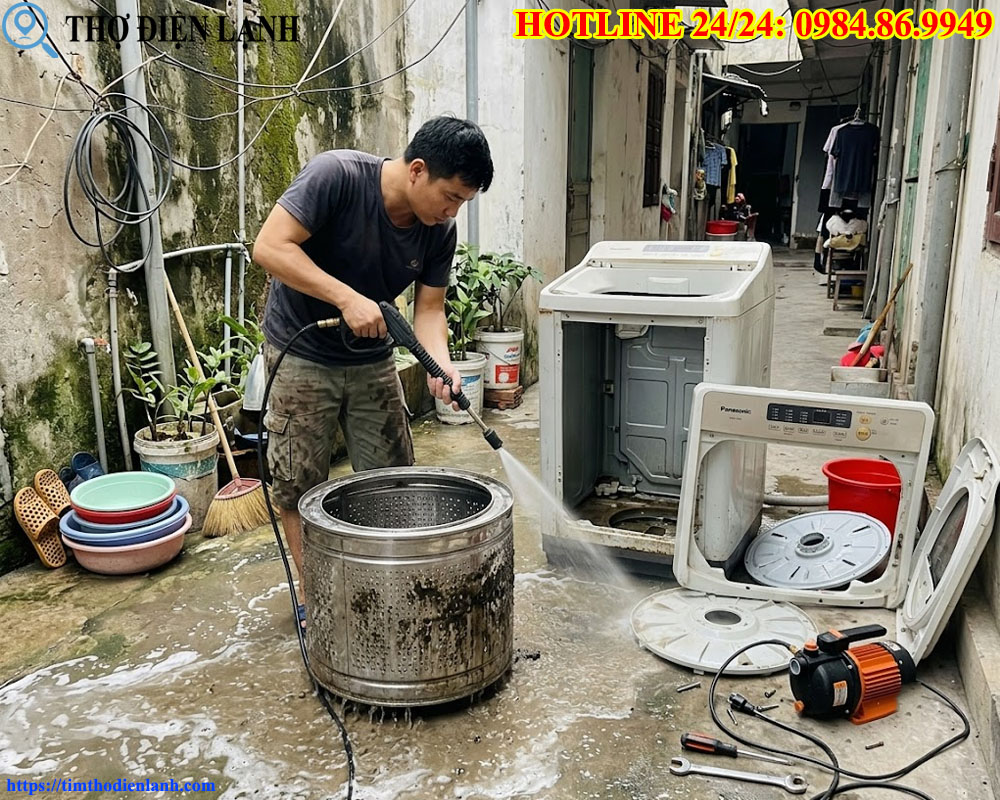 Tháo Lồng Xịt Rửa Máy Giặt Cửa Trên Panasonic Tại Hà Nội