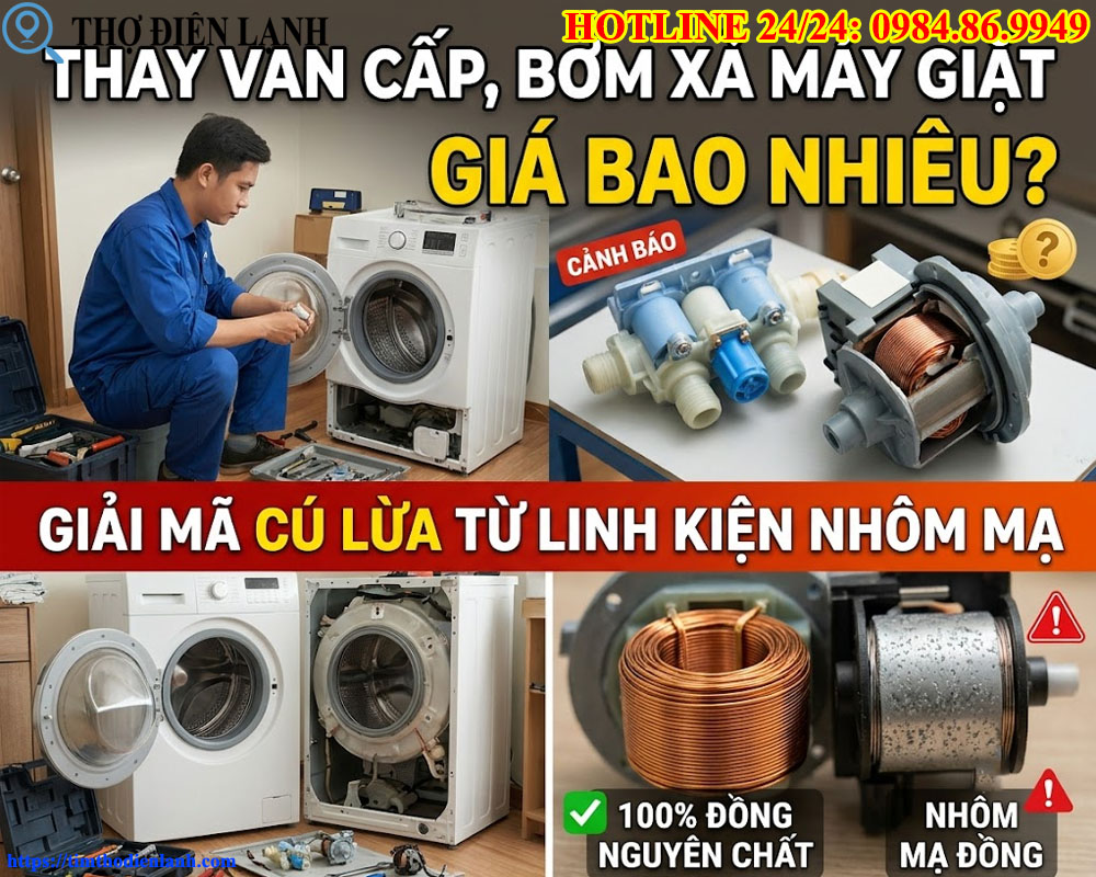Thay Van Cấp, Bơm Xả Máy Giặt