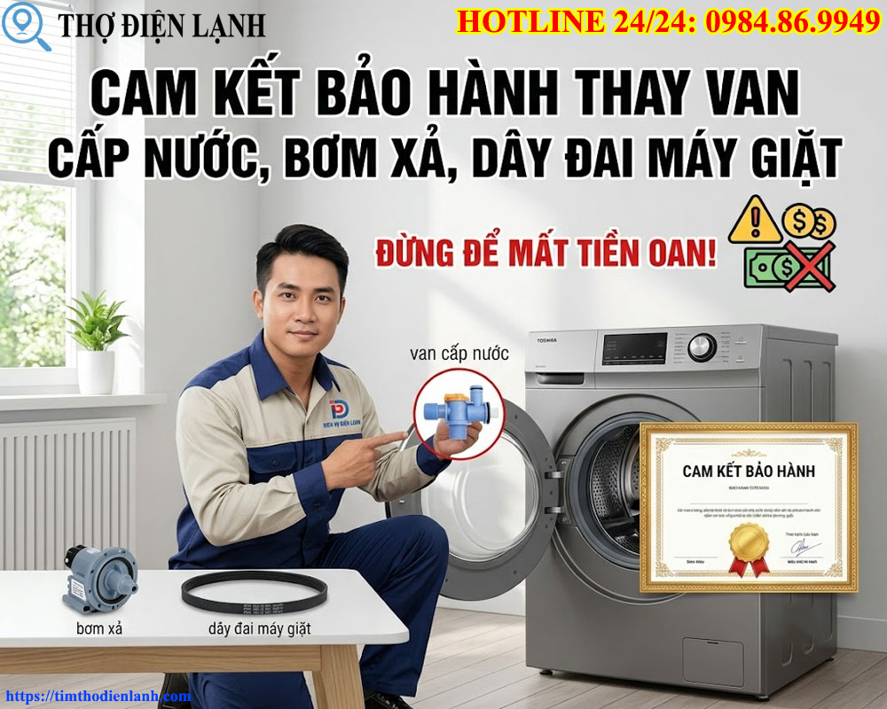 Thay Van Cấp Nước, Bơm Xả, Dây Đai Máy Giặt