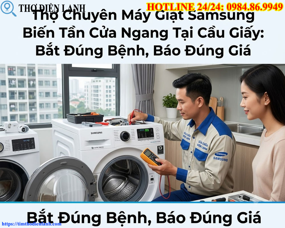 Thợ Chuyên Máy Giặt Samsung Biến Tần Cửa Ngang Tại Cầu Giấy