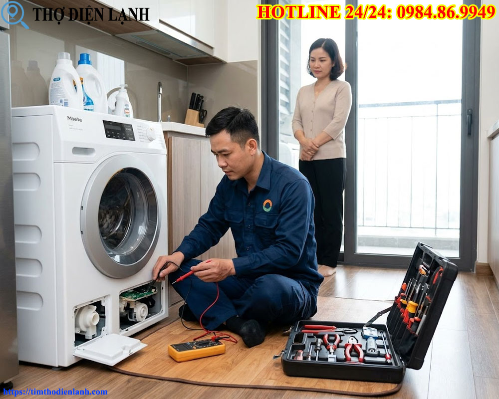 Thợ khám sức khỏe máy giặt nhập khẩu Miele tại Ba Đình