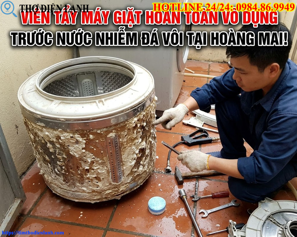Viên tẩy máy giặt hoàn toàn vô dụng trước nguồn nước nhiễm đá vôi tại Hoàng Mai
