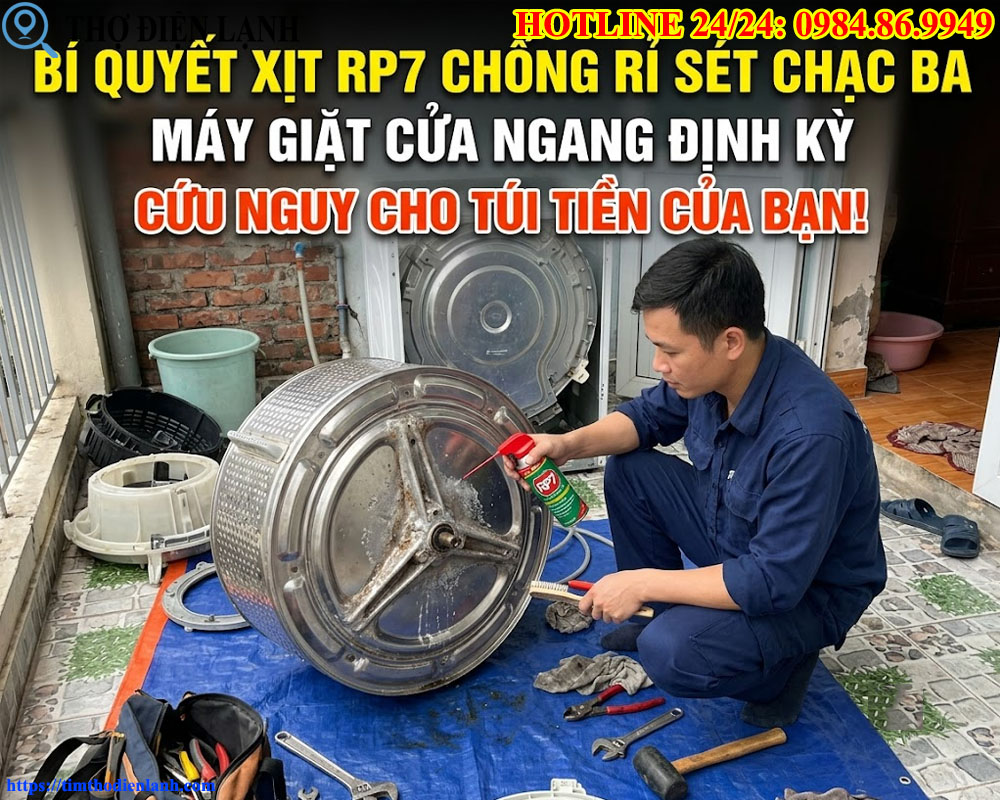 Xịt RP7 Chống Rỉ Sét Chạc Ba Máy Giặt Cửa Ngang Định Kỳ