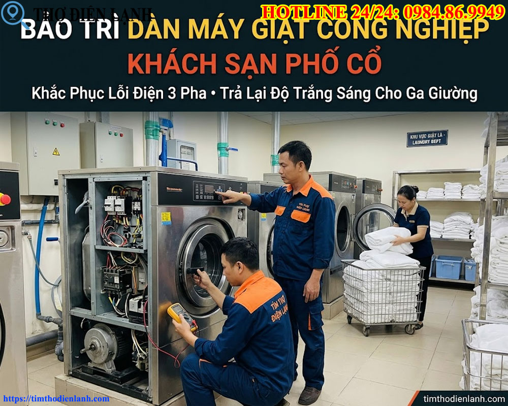 bảo trì Dàn Máy Giặt Công Nghiệp Khách Sạn Phố Cổ