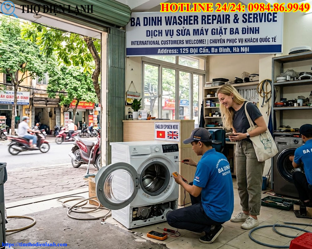 địa chỉ sửa máy giặt cho khách quốc tế tại Ba Đình