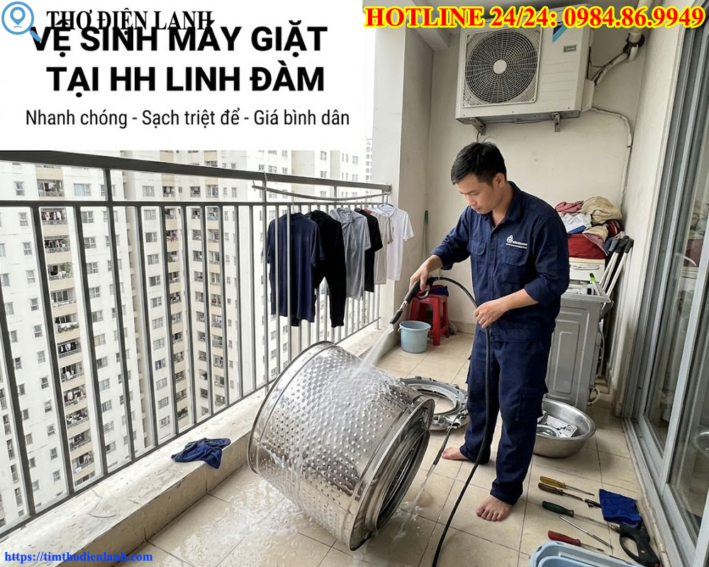 dịch vụ vệ sinh máy giặt giá rẻ tại HH Linh Đàm