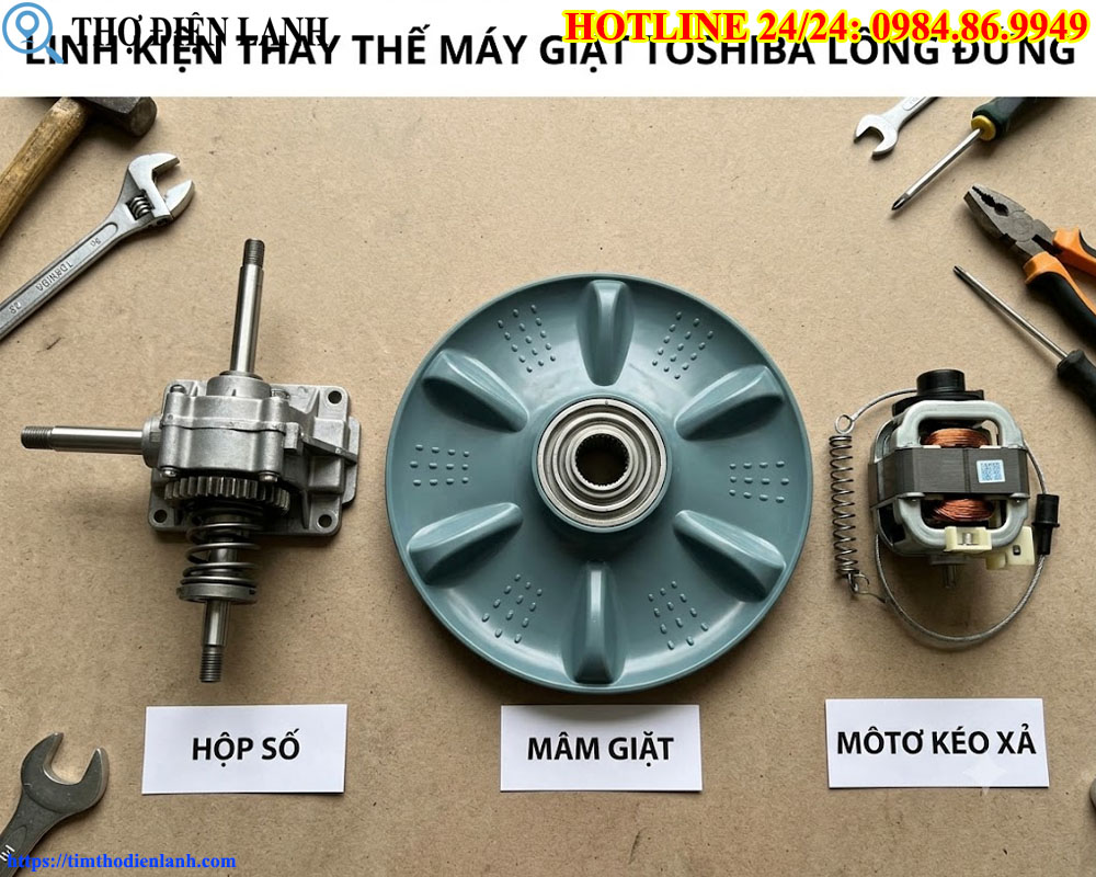 linh kiện thay thế máy giặt Toshiba lồng đứng Hộp số, mâm giặt, môtơ kéo xả