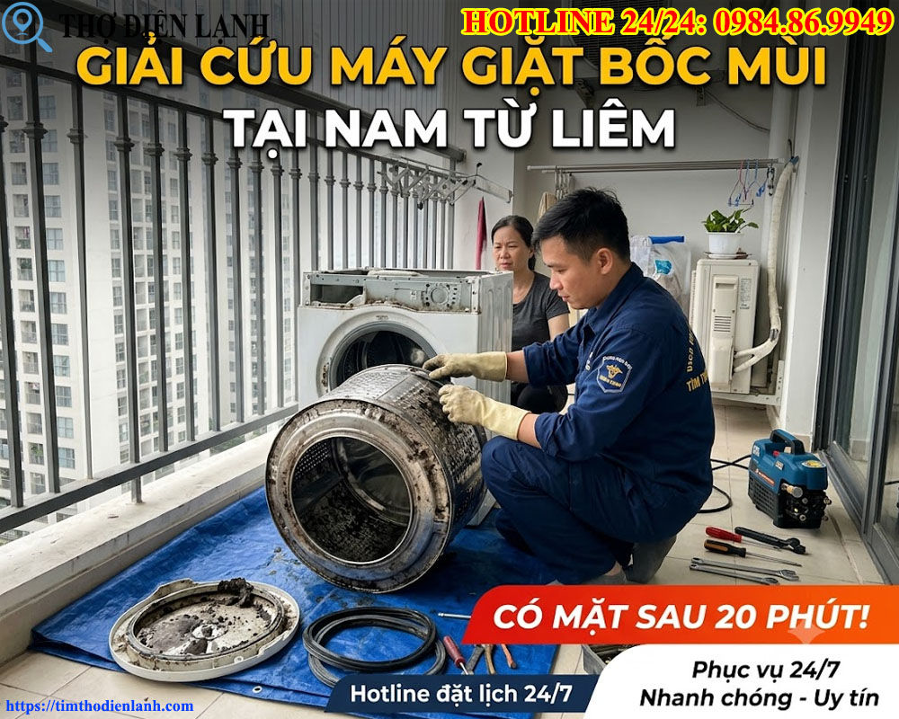 thợ giải cứu máy giặt bốc mùi hôi thối tại Nam Từ Liêm