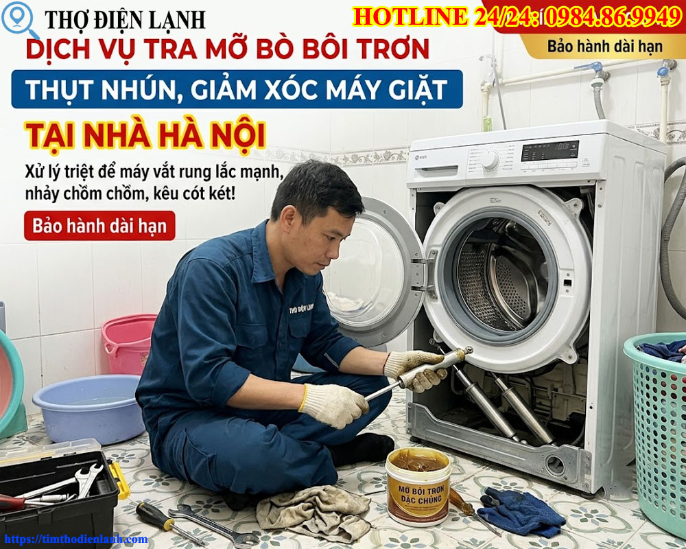 tra mỡ bò bôi trơn thụt nhún, giảm xóc máy giặt tại nhà Hà Nội